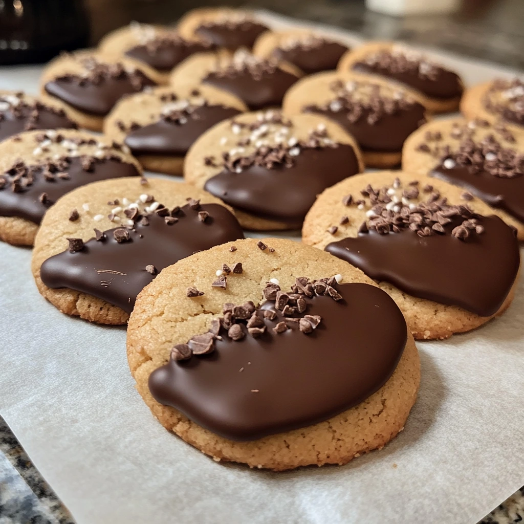 Earl Grey cookies dipped in chocolate and topped with sprinkles