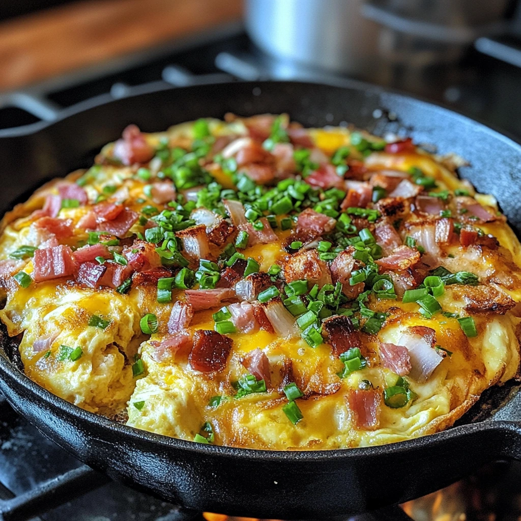 Denver omelet filled with diced ham, bell peppers, onions, and melted cheese