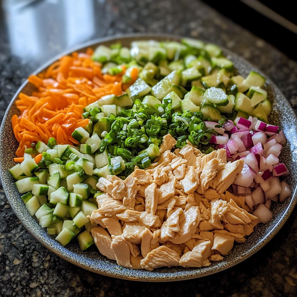 A hearty Oriental Chicken Salad loaded with grilled chicken, fresh greens, crunchy vegetables, and a protein-rich dressing.